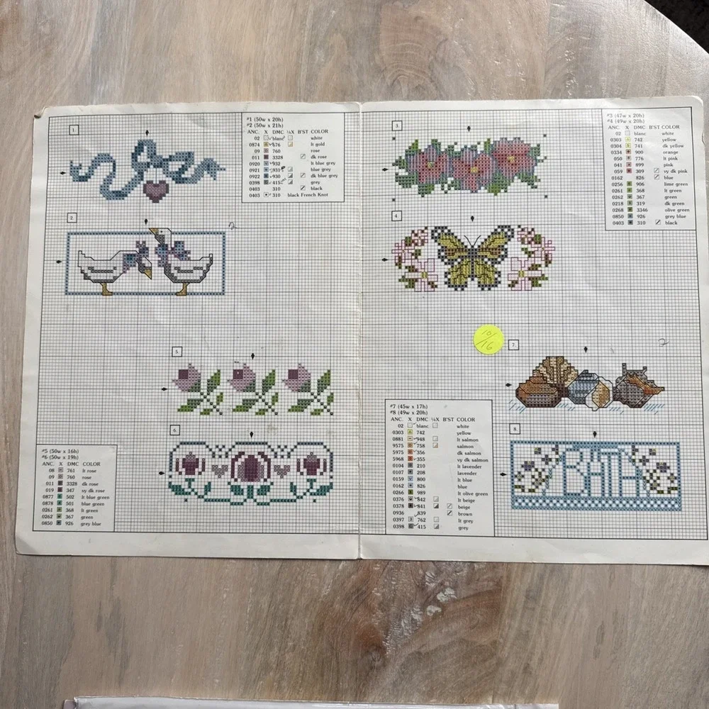 Vintage Cross Stitch Pattern Leisure Arts Just Fingertips Leaflet 485 Bath Towel